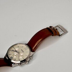 Fossil Neutra Chronograph Stainless Steel Brown Leather Watch 44MM